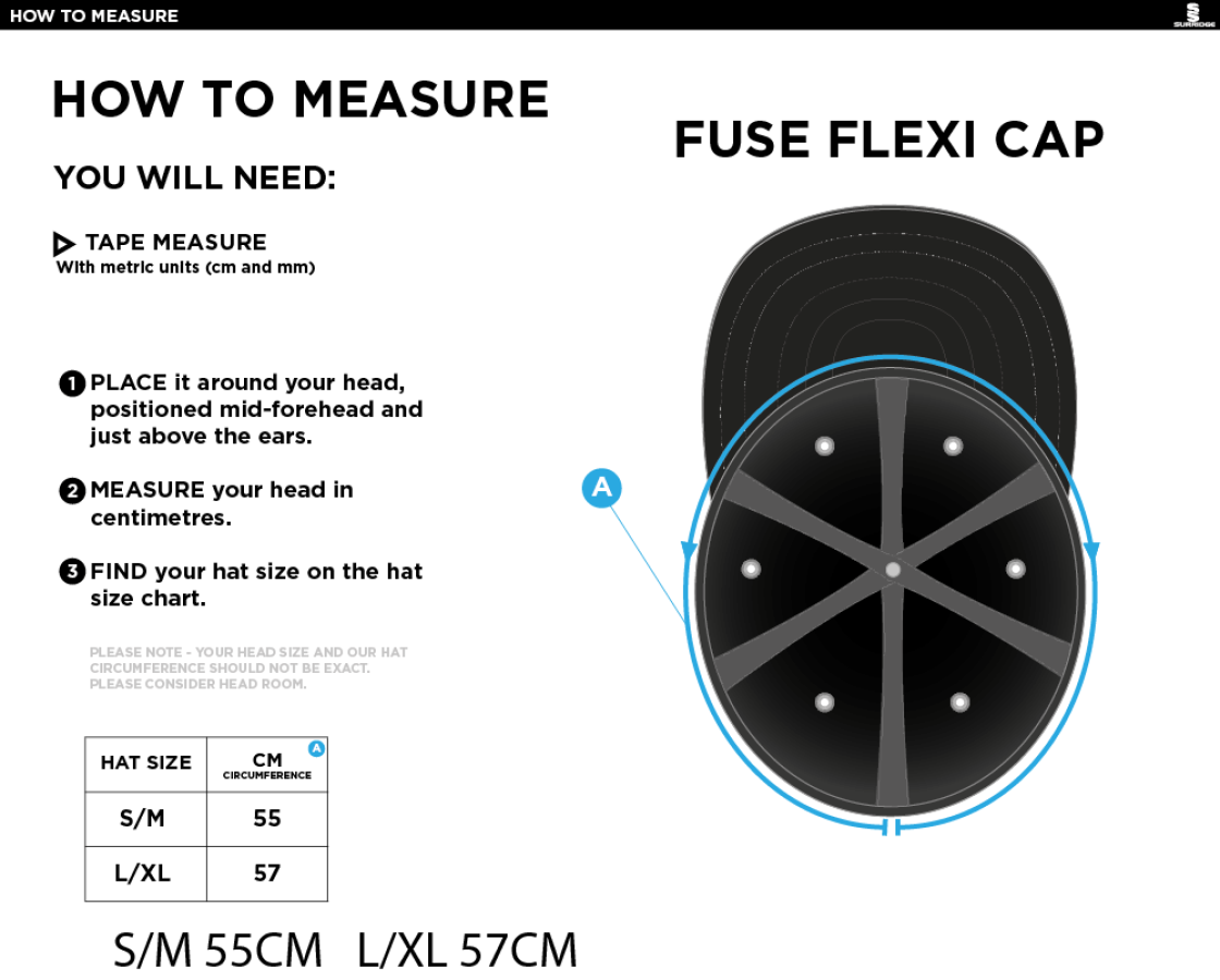 THGCC - Fuse Flexi Cap - Bottle - Size Guide