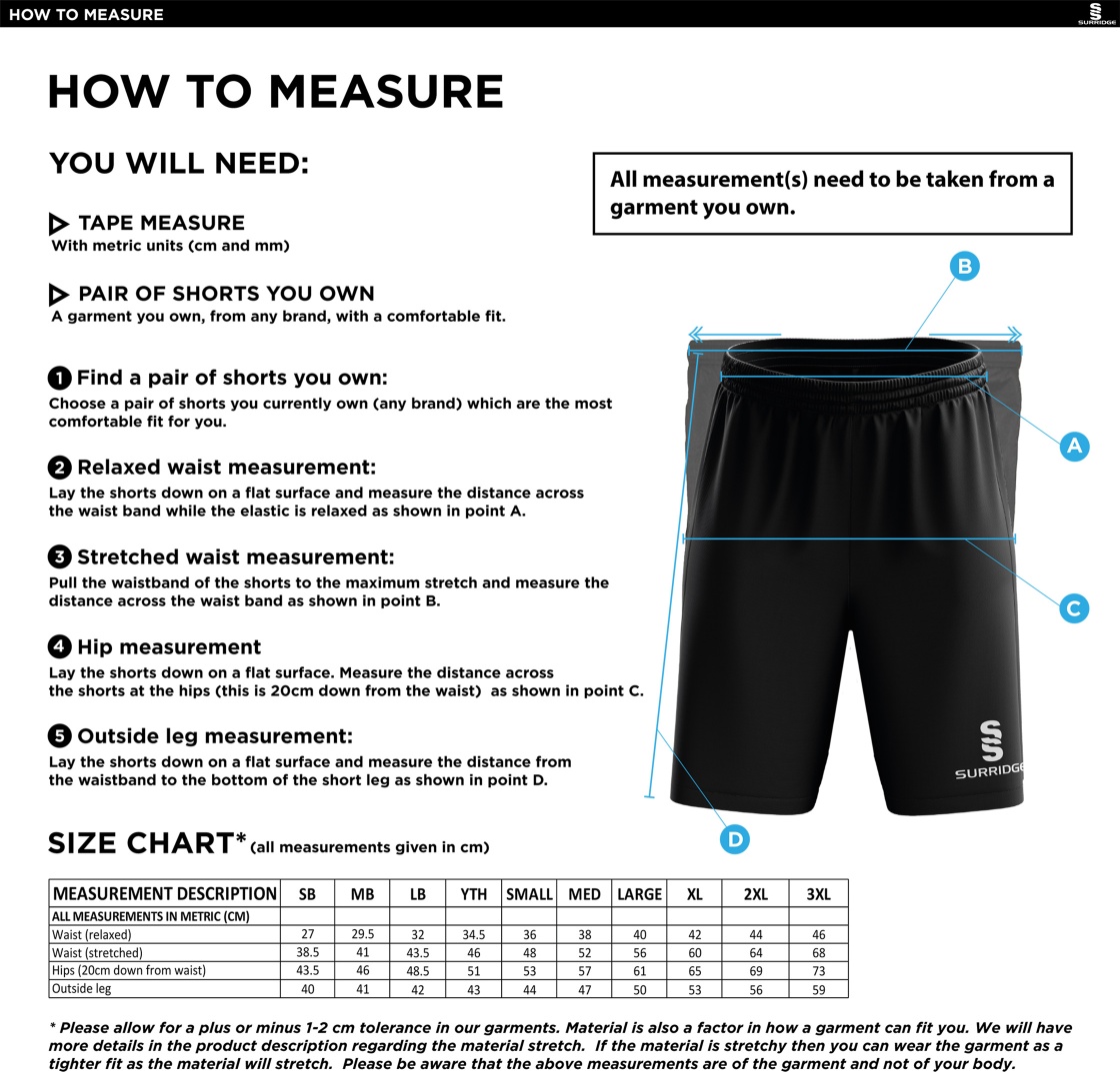 THGCC - Ripstop Pocketed Shorts - Size Guide