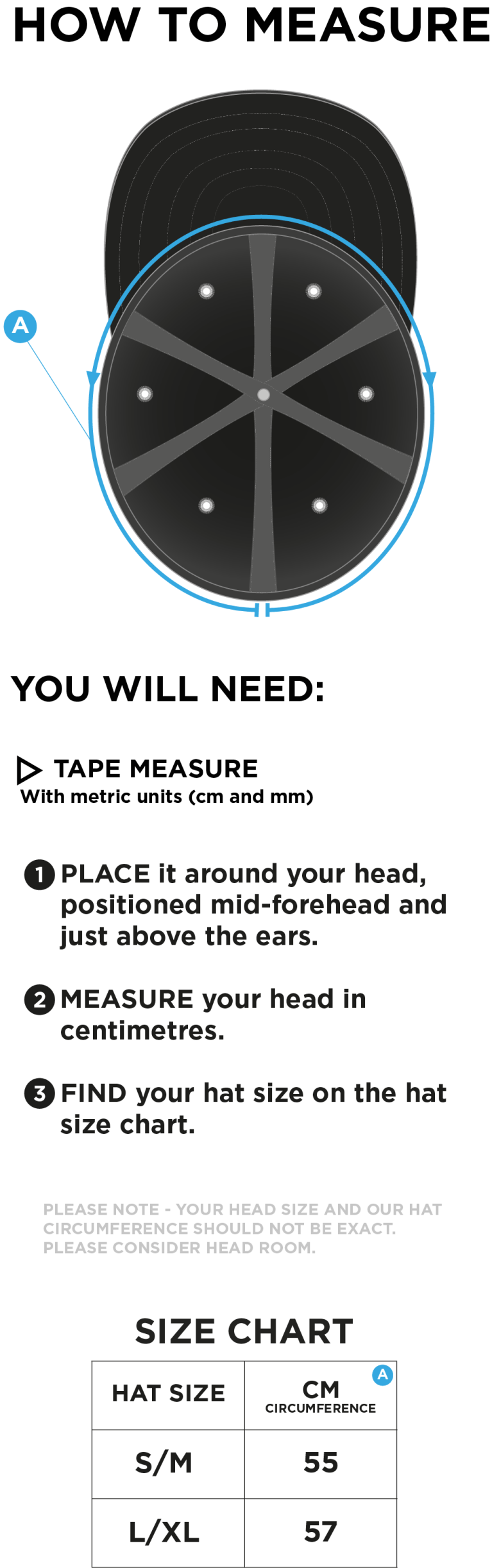 THGCC - Fuse Flexi Cap - Bottle - Size Guide